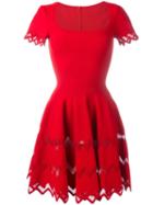 Alaïa Zigzag Detail Dress, Women's, Size: 40, Red, Viscose/polyester