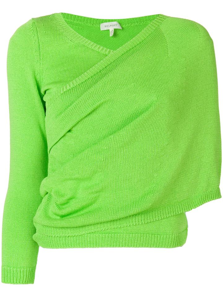 Delpozo Asymmetric Wrap Sweater - Green