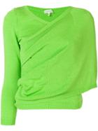 Delpozo Asymmetric Wrap Sweater - Green