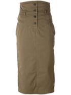 No21 Straight Midi-skirt, Women's, Size: 40, Brown, Cotton