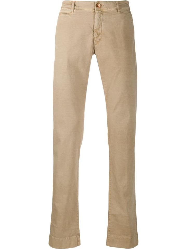 Hand Picked Slim-fit Mid-rise Chinos - Neutrals