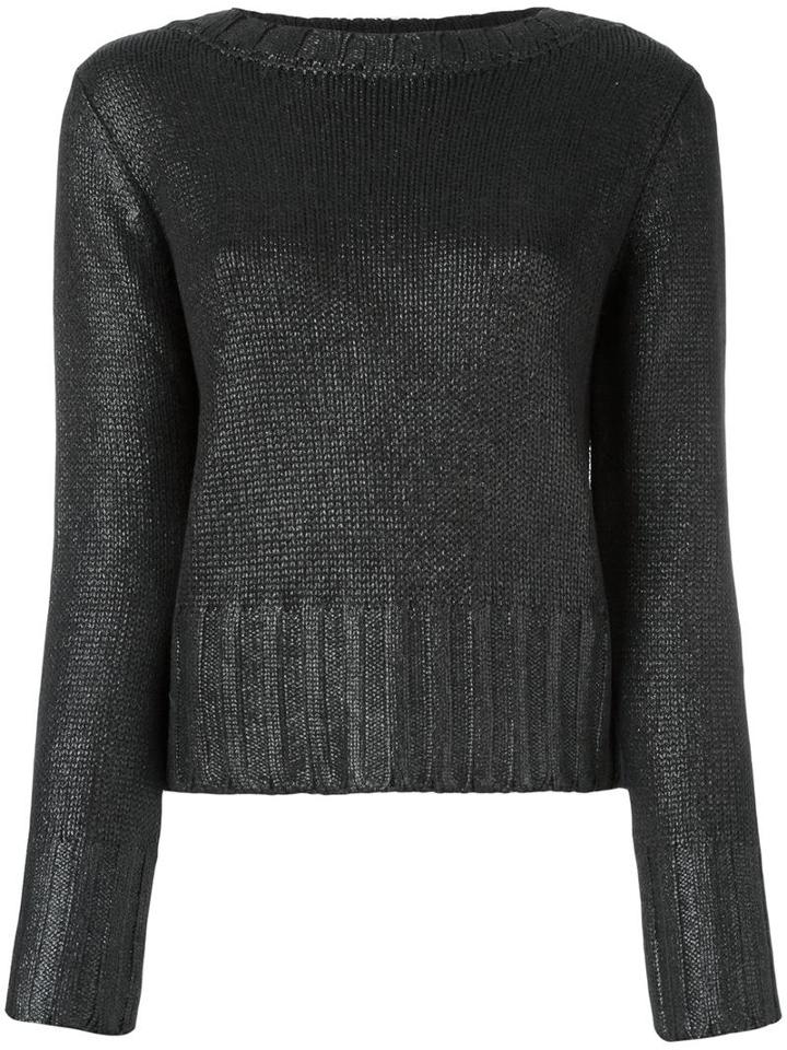 Eggs Waxed Effect Woven Jumper, Women's, Size: 44, Black, Acrylic/virgin Wool