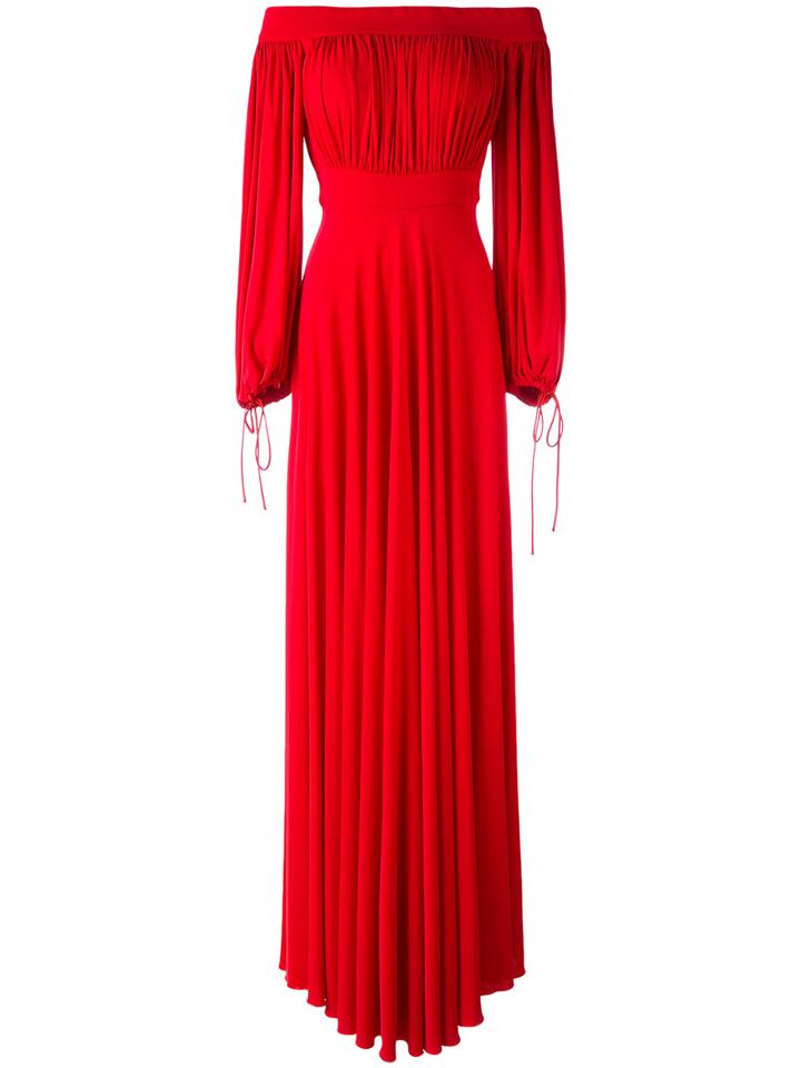 Alexander Mcqueen - Off The Shoulder Evening Dress - Women - Silk/polyamide/spandex/elastane/viscose - 44, Red, Silk/polyamide/spandex/elastane/viscose