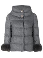 Herno Removable Faux Fur Cuff Puffer - Grey