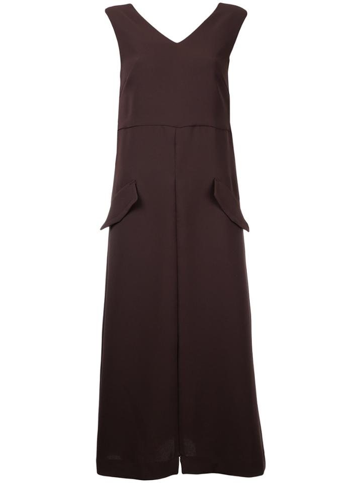 Aula V-neck Dress - Brown