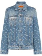 Heron Preston Ctnmb-print Denim Jacket - Blue