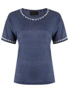 Andrea Bogosian Embroidered T-shirt, Women's, Size: Medium, Blue, Cotton