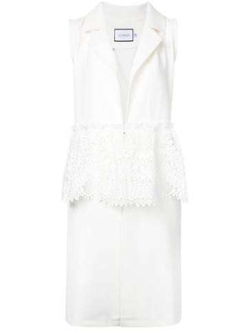 Co-mun Lace-up Back Waistcoat, Women's, Size: 44, White, Polyester/spandex/elastane