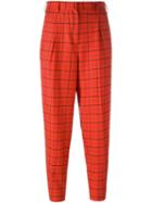 Etro Windowpane Trousers, Women's, Size: 46, Red, Spandex/elastane/wool