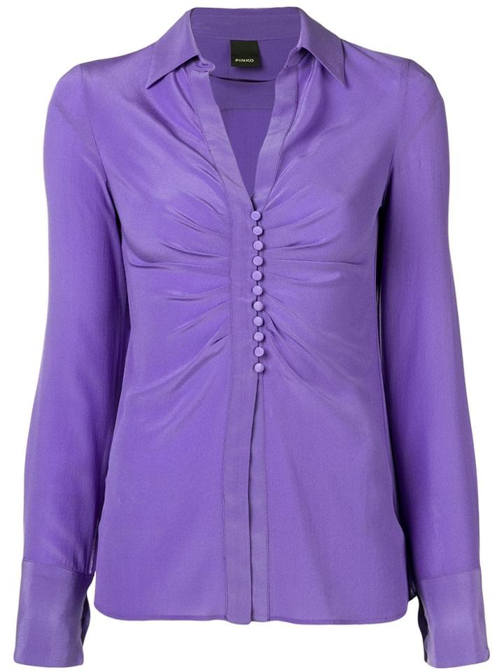 Pinko Drapped Button Blouse - Purple