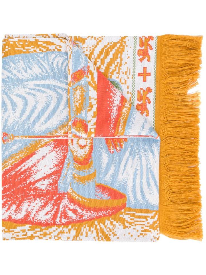Y / Project Virgin Mary Print Scarf - Yellow & Orange