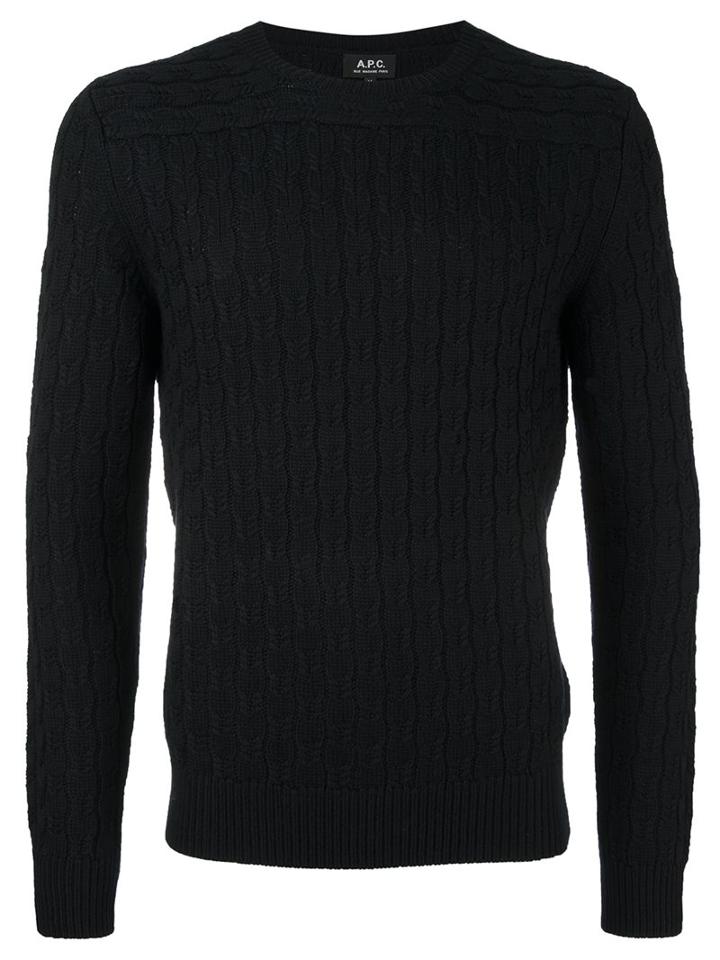 A.p.c. 'river' Cable Knit Jumper, Men's, Size: Small, Blue, Merino