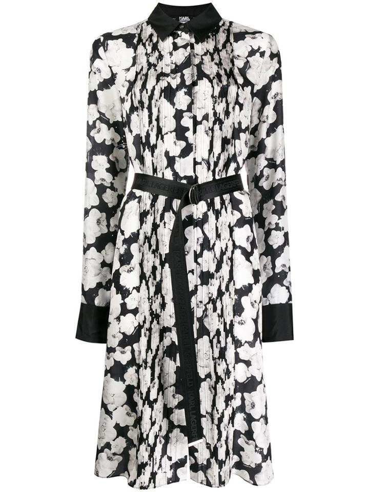 Karl Lagerfeld Orchid Print Shirt Dress - Black