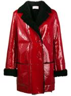 Christopher Kane Patent Leather Coat With Shearling Lining - Red