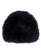 Loeffler Randall Textured Hat, Women's, Black, Fox Fur