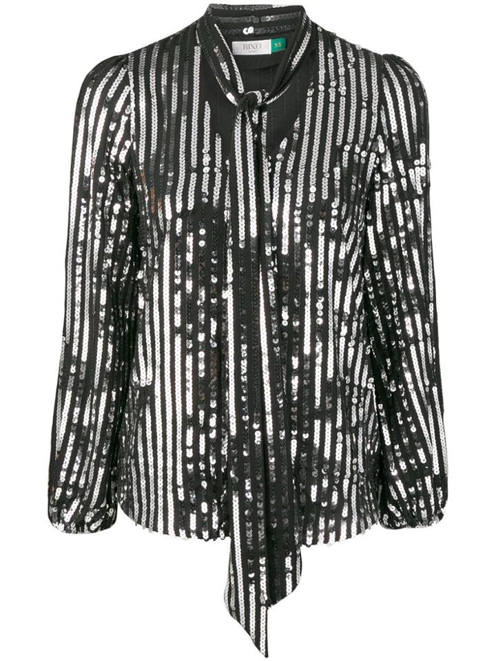 Rixo London Sequinned Pussy-bow Blouse - Black