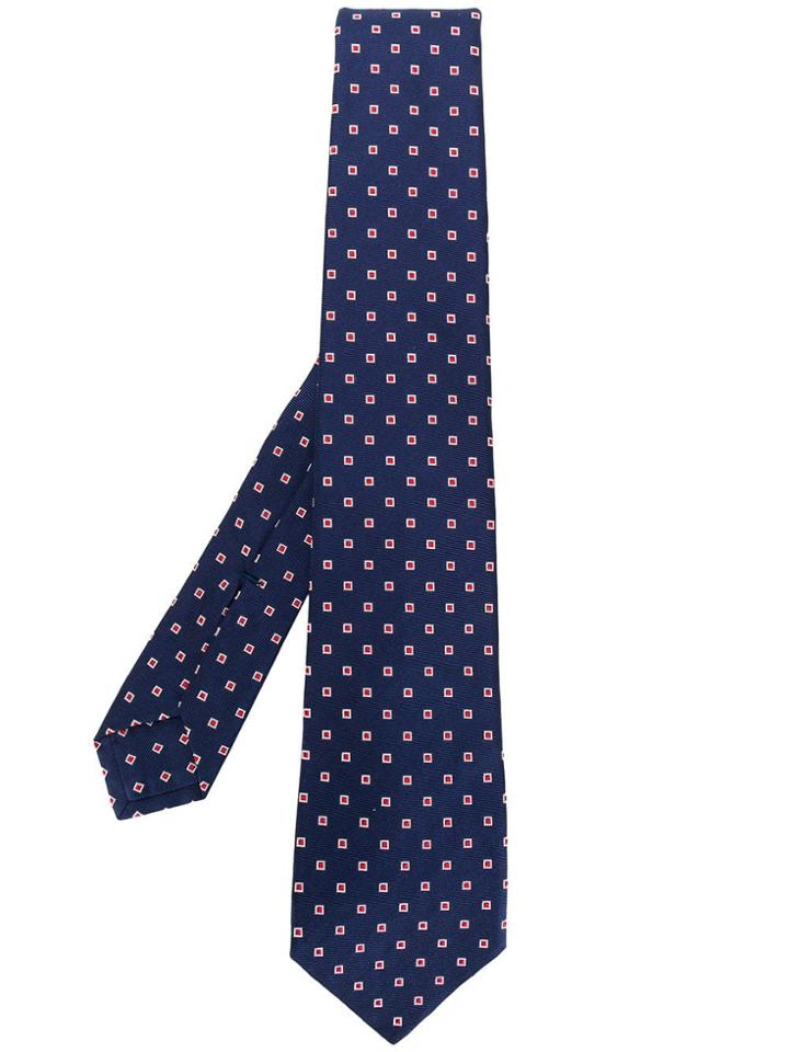 Kiton Square Patterned Tie - Blue