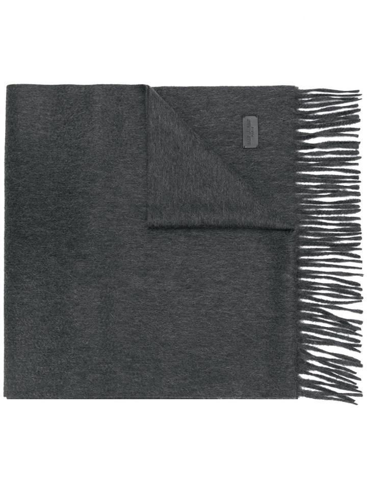 Saint Laurent Knitted Fringed Scarf - Grey