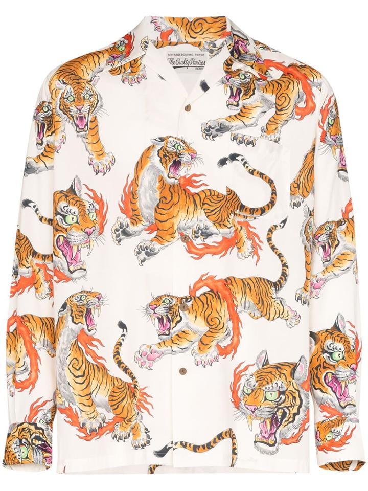 Wacko Maria Tiger Print Button-down Shirt - White