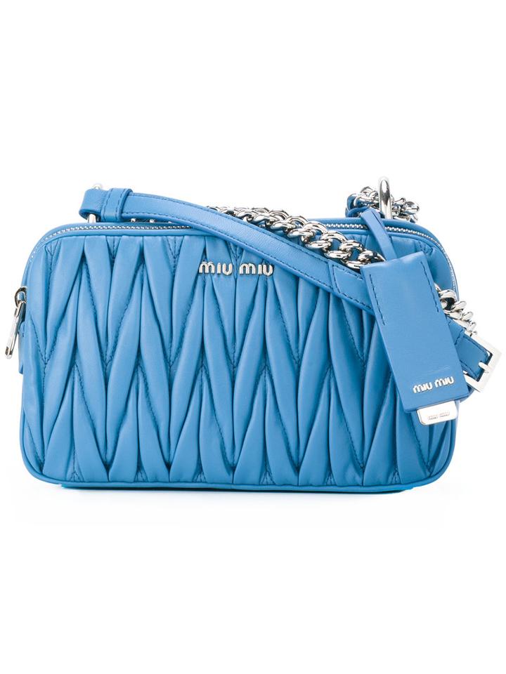 Miu Miu Quilted Crossbody Bag, Women's, Blue, Leather