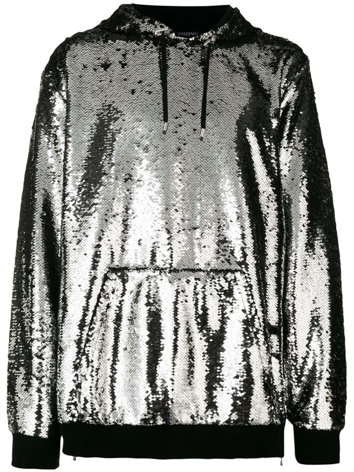 Balmain Sequin Hoodie - Black