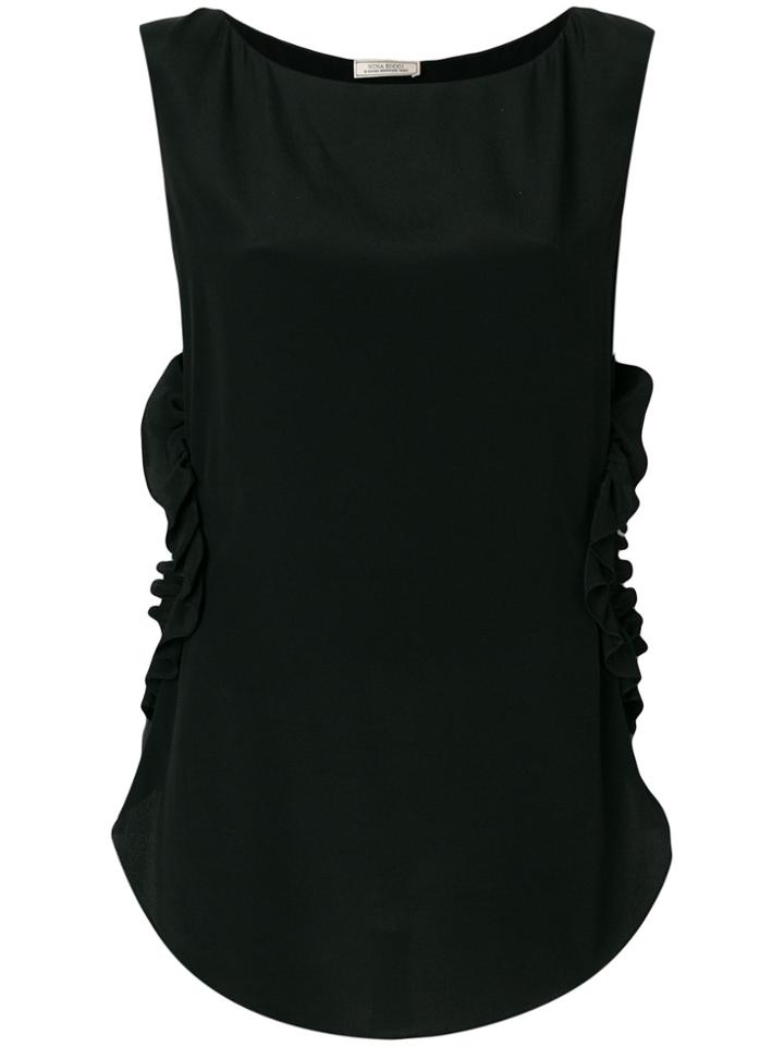 Nina Ricci Cut Out Detail Boat Neck Blouse - Black