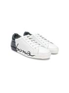 Dolce & Gabbana Kids Teen Logo Printed Sneakers - White
