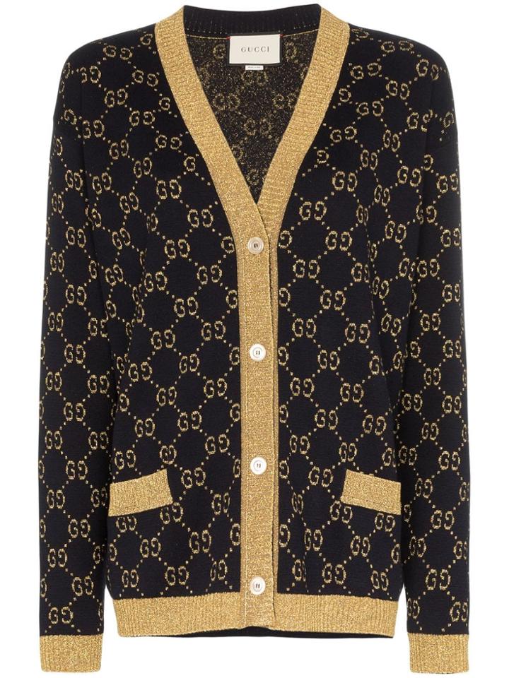Gucci Gg Lamé Knit Cardigan - Blue