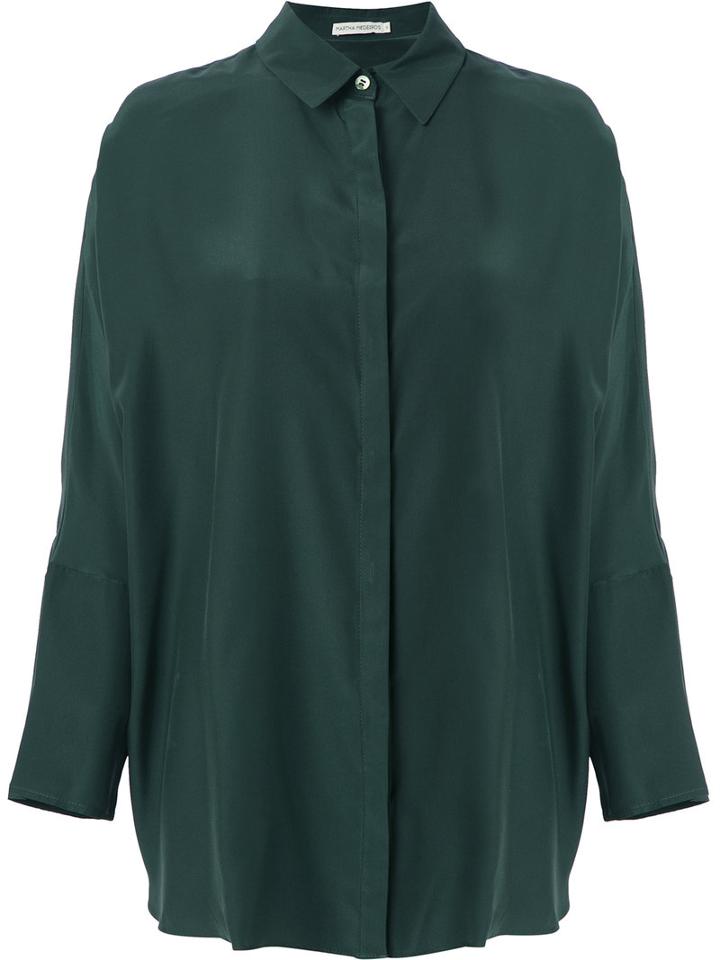 Martha Medeiros - Oversized Janaina Shirt - Women - Silk - One Size, Green, Silk