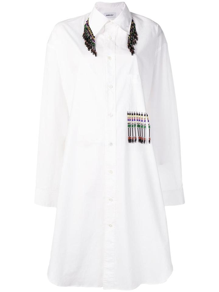 Ambush Embellished Shirt Dress - White