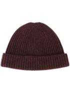 N.peal Cashmere Ribbed Hat, Adult Unisex, Red, Cashmere