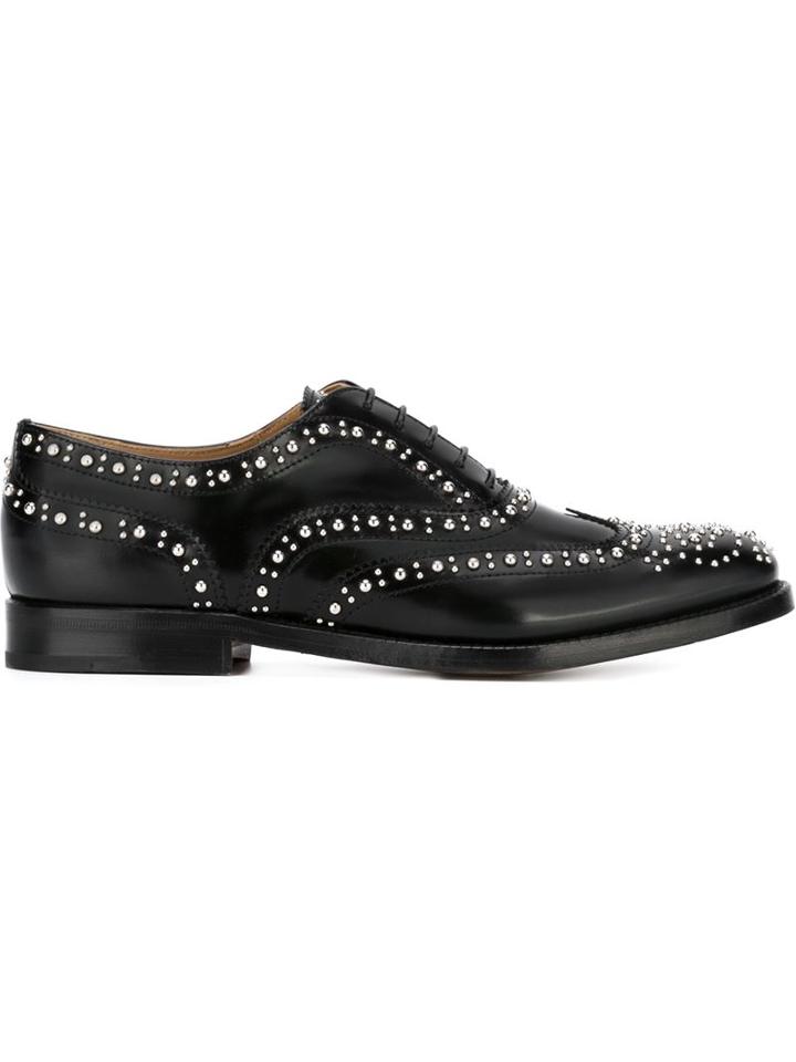 Church S Studded Brogue Shoes, Women's, Size: 39, Black, Calf Leather/leather/metal Other