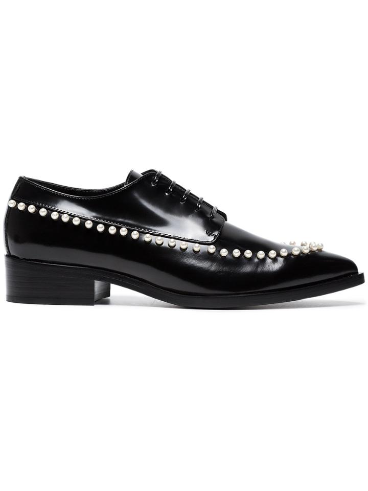 Simone Rocha 40 Bead Embellished Leather Brogues - Black