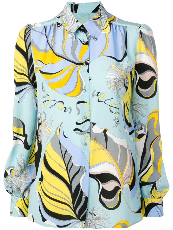 Emilio Pucci Printed Button Down Shirt - Blue