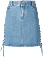 Stella Mccartney Side Lace-up Denim Skirt - Blue