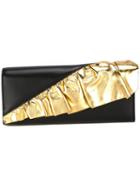 Saint Laurent Ruffle Trim Clutch, Women's, Black