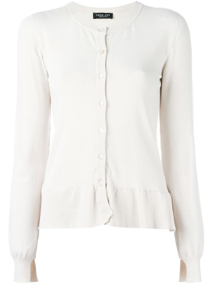 Twin-set Peplum Hem Cardigan, Women's, Size: Small, Nude/neutrals, Polyester/viscose