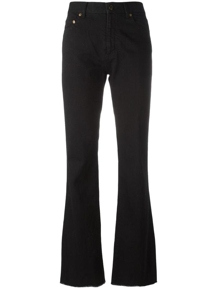 Saint Laurent Flared Raw Edge Jeans, Women's, Size: 29, Black, Cotton