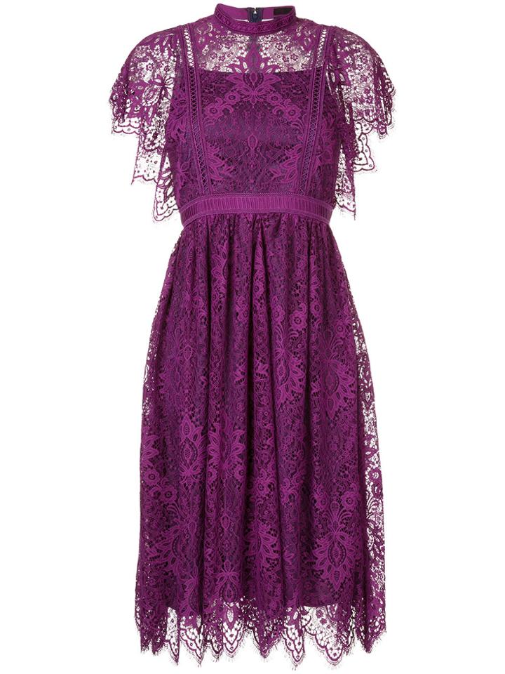 Aula Lace Flared Dress - Pink & Purple