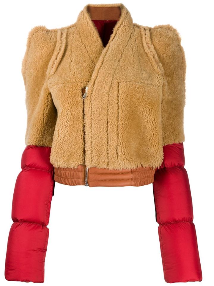 Rick Owens Contrast Shearling Coat - Red