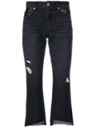Sjyp - Cropped Ripped Jeans - Women - Cotton - M, Black, Cotton
