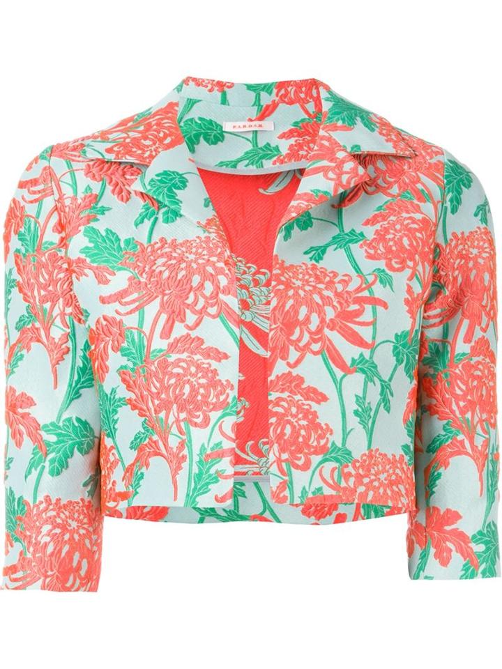 P.a.r.o.s.h. Floral Brocade Cropped Jacket, Women's, Size: Large, Pink/purple, Polyester/polyamide/silk