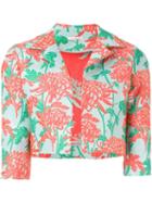 P.a.r.o.s.h. Floral Brocade Cropped Jacket, Women's, Size: Large, Pink/purple, Polyester/polyamide/silk