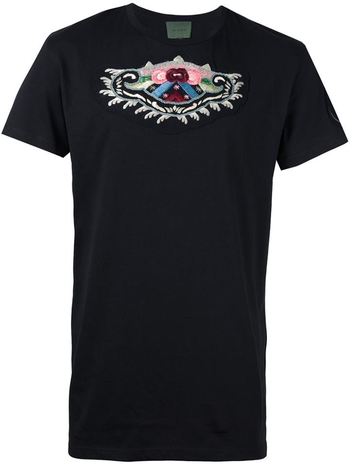 Amen Embroidered T-shirt, Men's, Size: 48, Black, Cotton/viscose