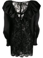 Alessandra Rich Sequin Embroidered Lace Dress - Black