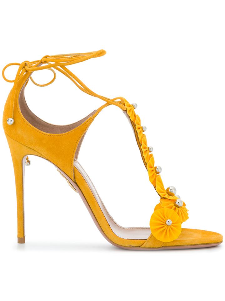 Aquazzura T-bar Open Toe Sandals - Yellow & Orange