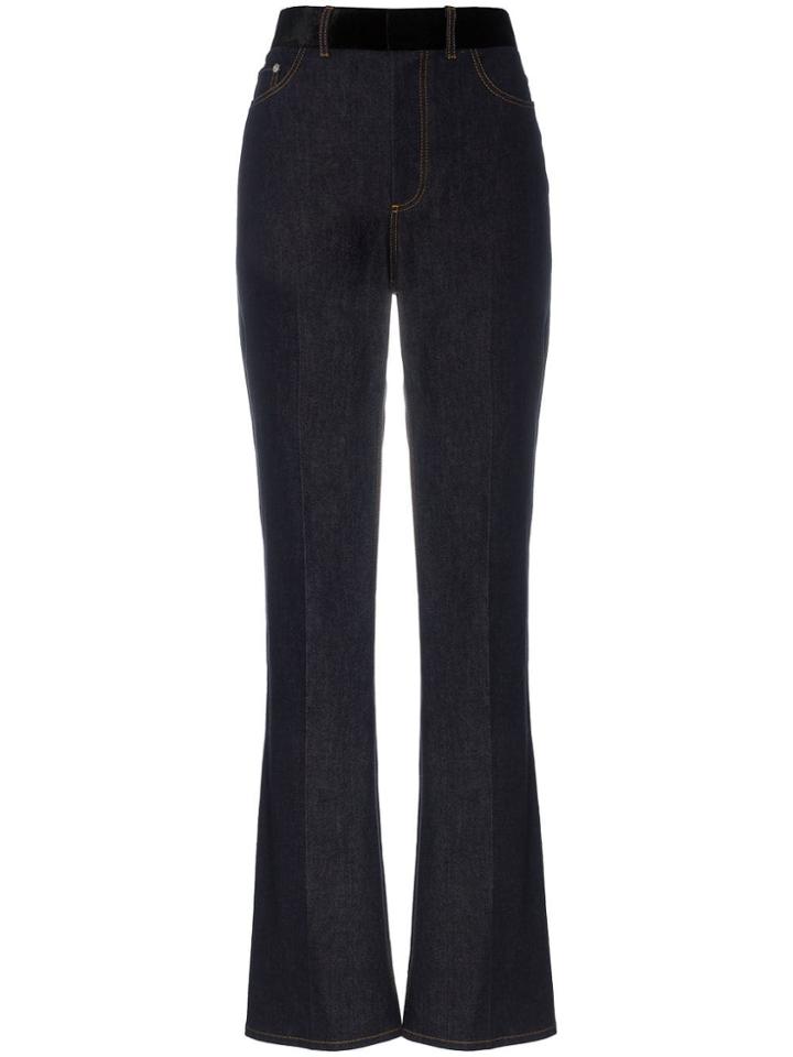 Adeam Bootleg Silk-blend Belted Jeans - Blue