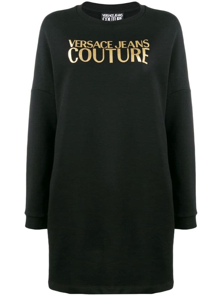 Versace Jeans Couture Logo Print Sweatshirt Dress - Black