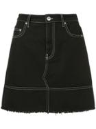 Msgm Frayed Denim Skirt - Black