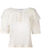 Philosophy Di Lorenzo Serafini - Lace Overlay Blouse - Women - Silk/polyamide - 40, Nude/neutrals, Silk/polyamide